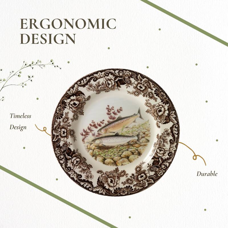 Spode Woodland Fish Motif Salad Plate