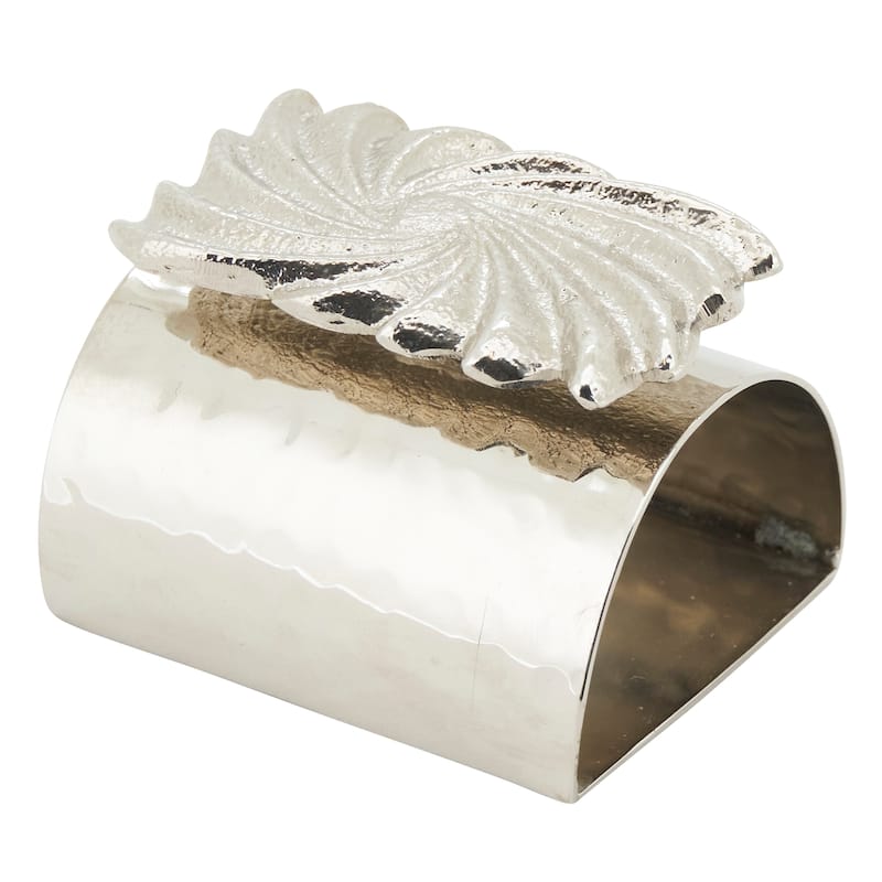 Spun Shine Hammered Napkin Ring (Set of 4) - Set of 4 - Silver