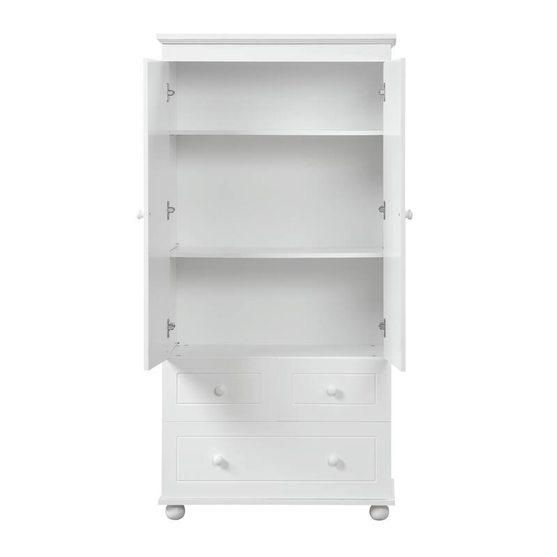 Modern Storage Cabinet with Drawers and Adjustable Shelf, Freestanding Waterproof Pantry Cabinet Floor Cabinet