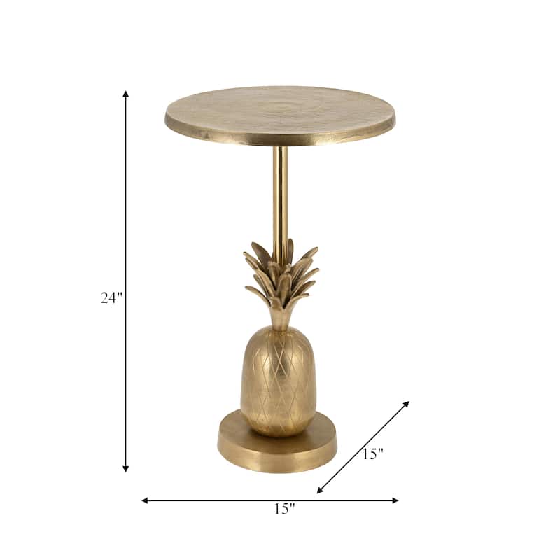 24"H Pineapple Gold Metal Side Accent Table for Your Living Room or - 15" x 15" x 24"