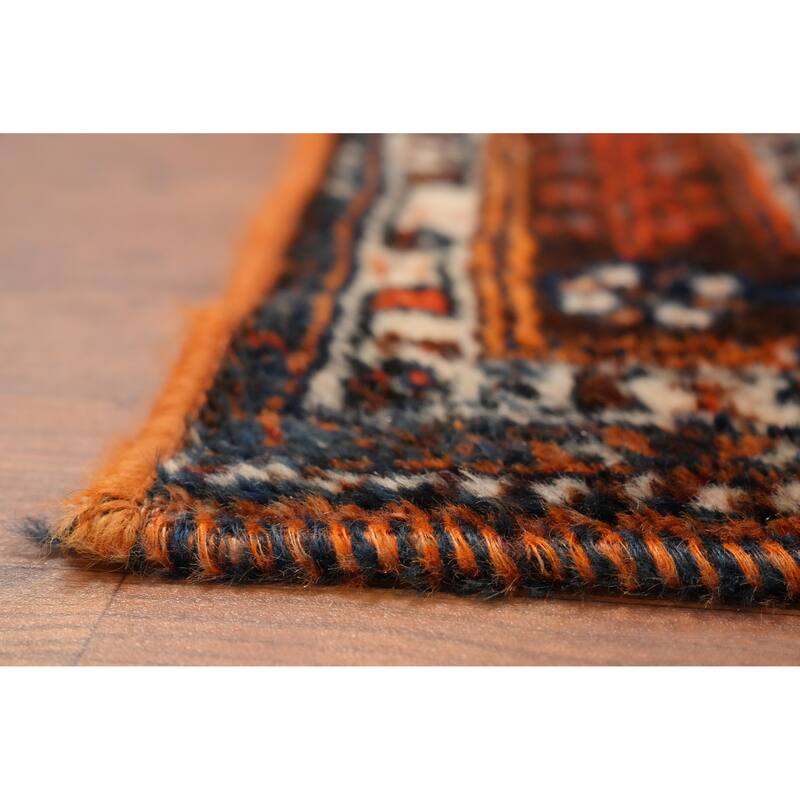 Hand Knotted Oriental 100% Wool Carpet Traditional Medallion Oranges & Rust Shiraz Area Rug - 9' 9'' X 7' 3''