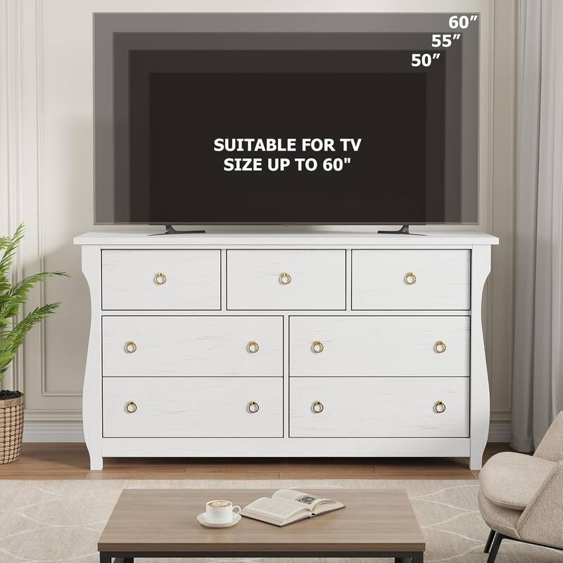 3/6/7 Drawer Dresser - Boho Dresser with Curved Legs, Freestanding Storage Chest Organizer