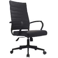 Modern High Back Office Chair Ribbed PU Leather Manager Tilt Conference ...
