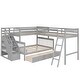 preview thumbnail 3 of 14, Gray Twin over Full Size Solid Wood L-Shaped Bunk Bed With 3 Drawers, Ladder and Staircase