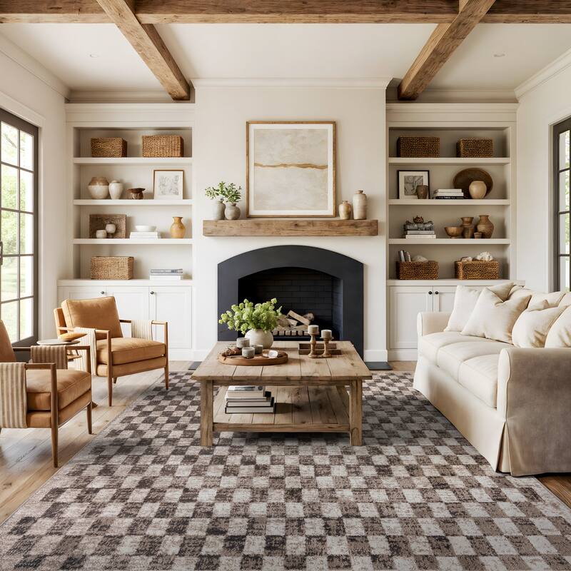 World Rug Gallery Contemporary Checkered Area Rug