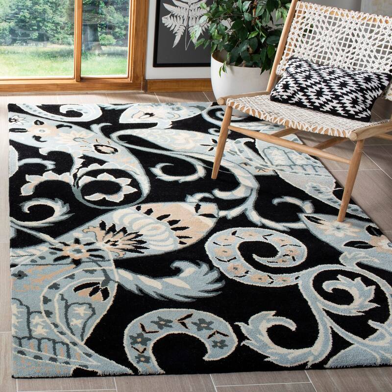 SAFAVIEH Handmade Wyndham Rosaleen Modern Wool Rug - 5' x 8' - Black/Multi