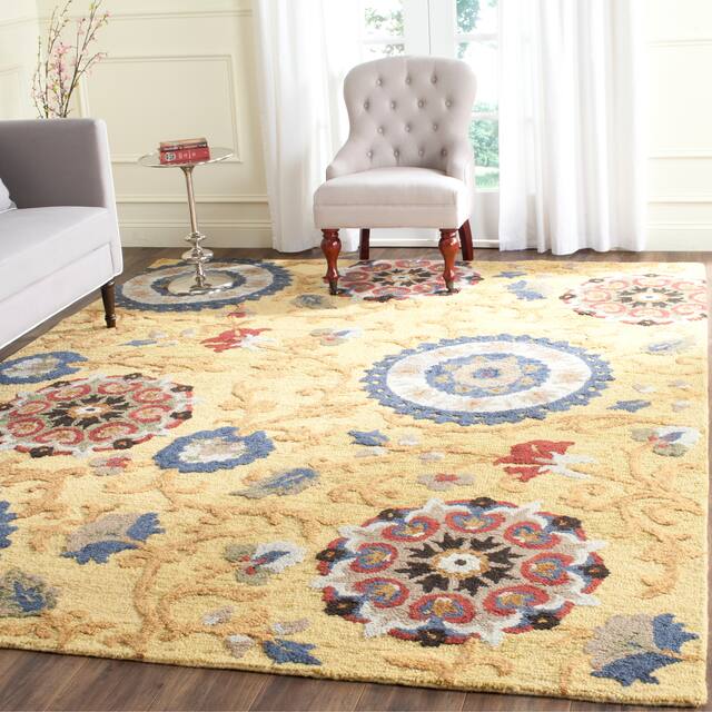 SAFAVIEH Handmade Blossom Nelia Modern Floral Wool Rug - 6' x 9' - Gold/Multi