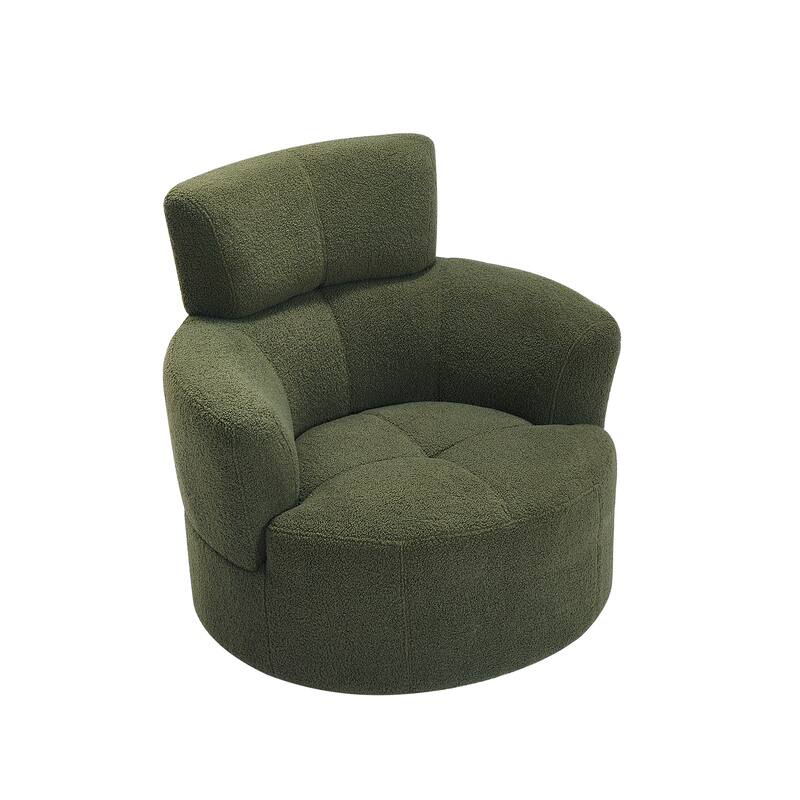 Swivel Chair Accent Chair Barrel Chair with Cushioned Seat, Round Sofa Chair with Adjustable Headrest