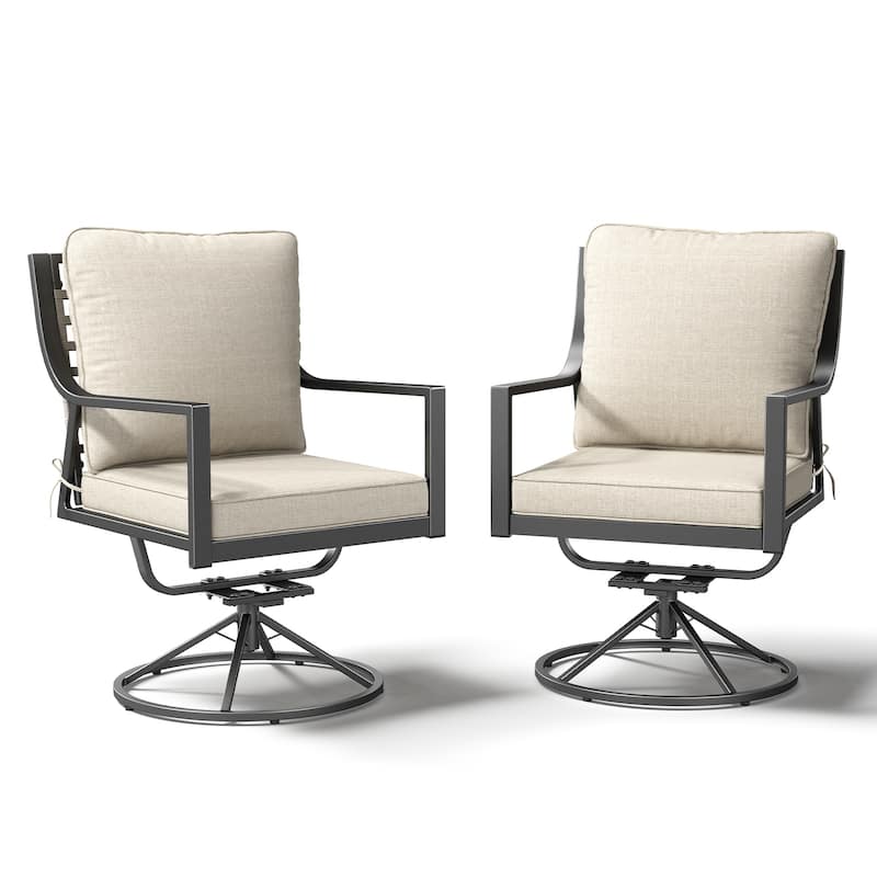 Outdoor Swivel Chairs Patio Glider Chairs Beige Cushion