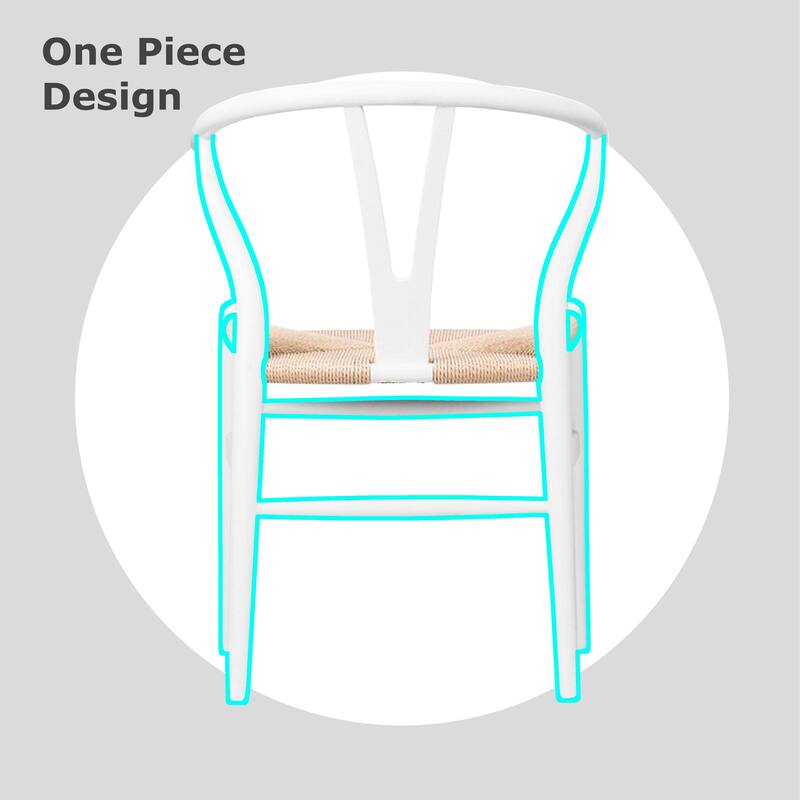 Set of 2 Natural Modern Wood Dining Chair With Back Y Arm Armchair Hemp Seat Home Restaurant Office Desk Work Kitchen