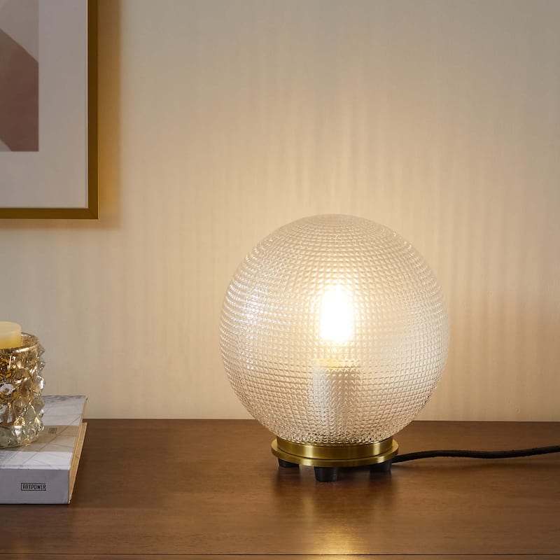 Destiny Glass and Metal Table Lamp - Satin Brass