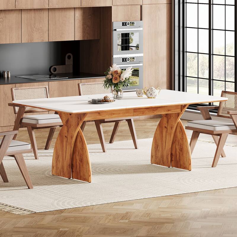 70.8'' Modern Farmhouse Dining Table Kitchen Table with Thickened Top