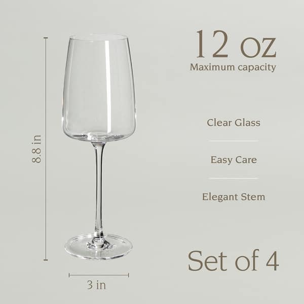 over&back Modern / Traditional Mouth-Blown Wine Glasses - Set of 4 - 12 oz - Modern