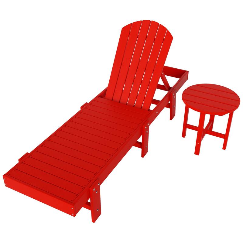 Polytrends Altura Poly Eco-Friendly All Weather Reclining Chaise Lounge with Arms & Side Table (2 Piece Set)