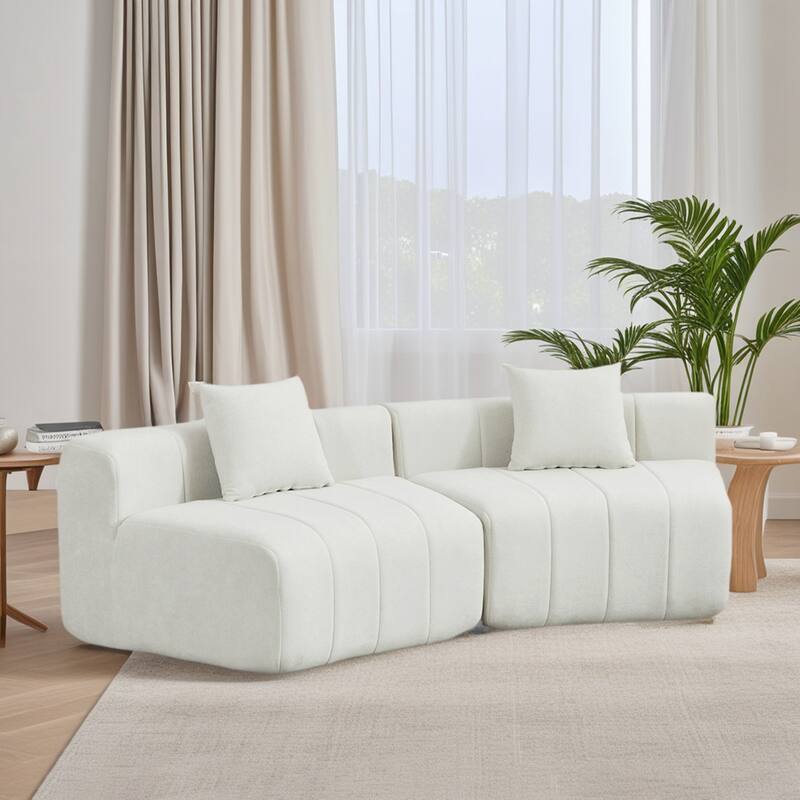 Chenille Curved Sectional Sofa with 2 Pillows,Curved Symmetrical Modular Semi Circular Sofa Sectional for bedroom, Living room