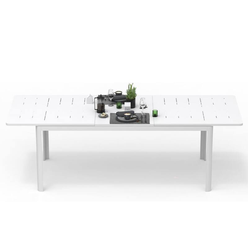Patio Dining Expandable Table,Metal Aluminum Outdoor Table for 6-8 Person Rectangular Table for Porch Lawn Garden Bistro
