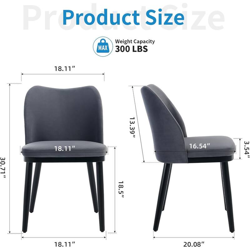 Upholstered Fabric Dining Room Side Chairs, Chair for Dining Room with Padded Seat and Wood Legs