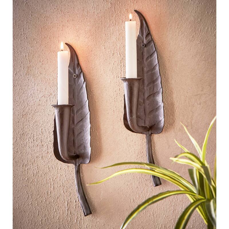 Leaf & Flower Sconce Taper Candle Holder, 2.5L x 3.54W x 13.0H inches