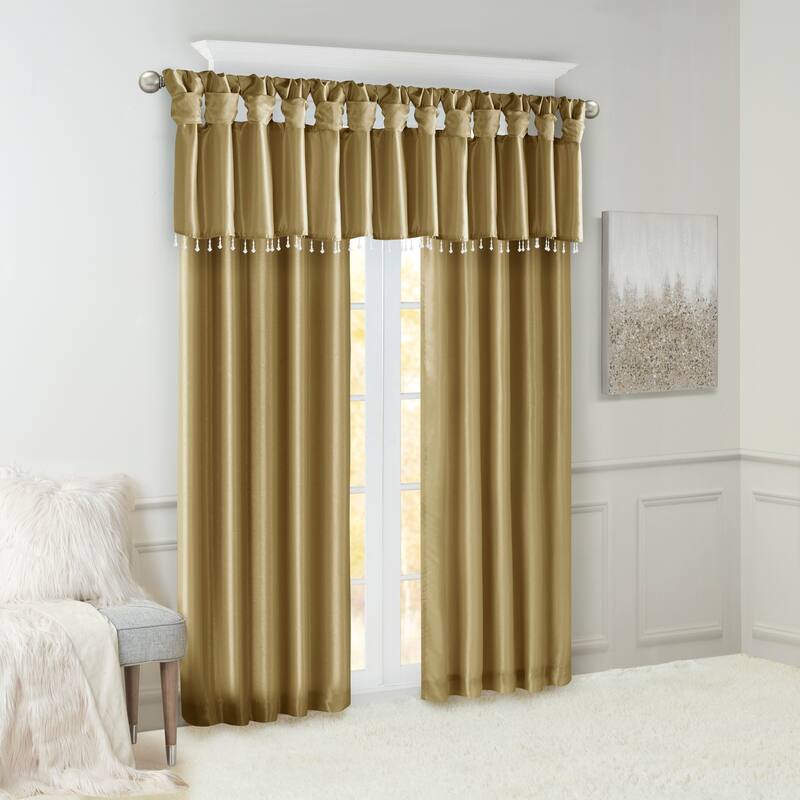 Madison Park Natalie Lightweight Faux Silk Valance with Beads - 50x26"