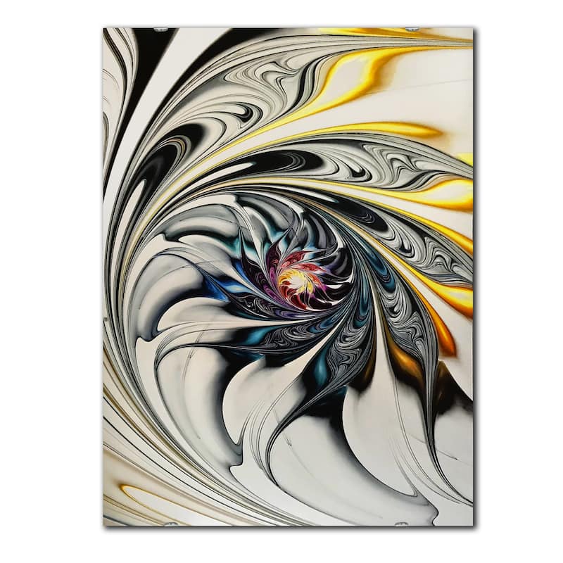 Designart 'White Stained Glass Floral Art' Printed Accent Wall Mirror - White