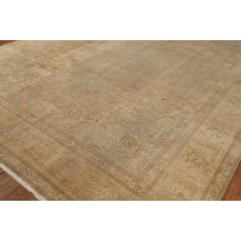 Hand Knotted Oriental 100% Wool Carpet Traditional Floral Oranges & Rust Tabriz Area Rug - 13' 0'' X 9' 9''