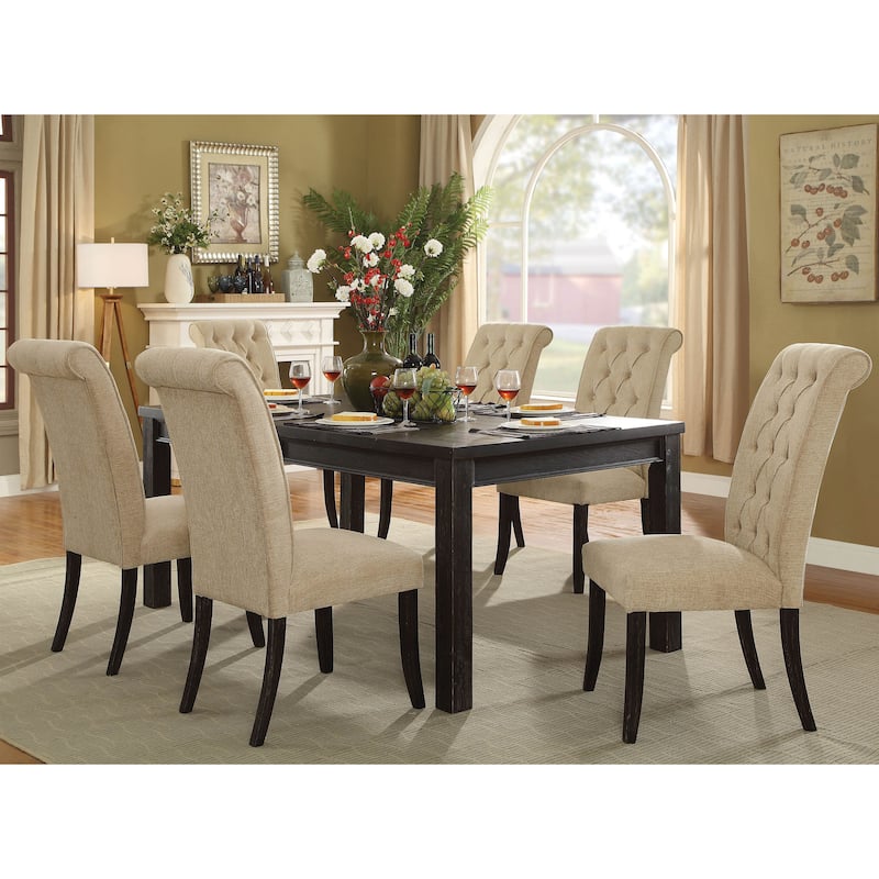 Morz Rustic Black Solid Wood 7-Piece Dining Set by Furniture of America