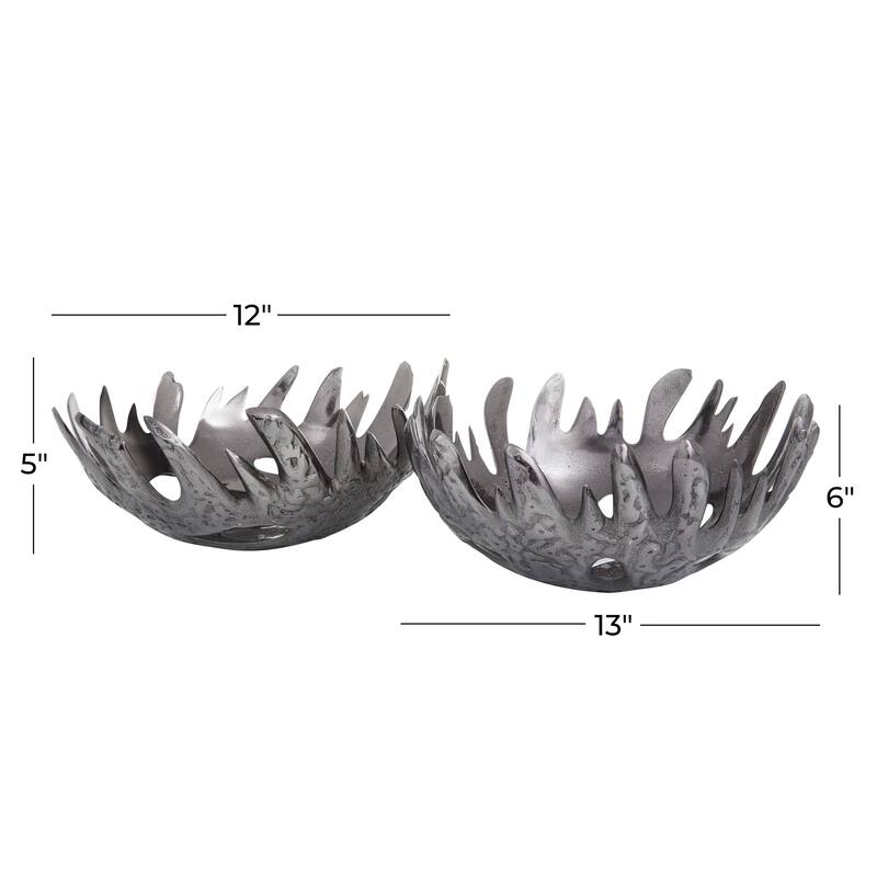 Black, Gold or Silver Aluminum Metal Decorative Bowl (Set of 2)