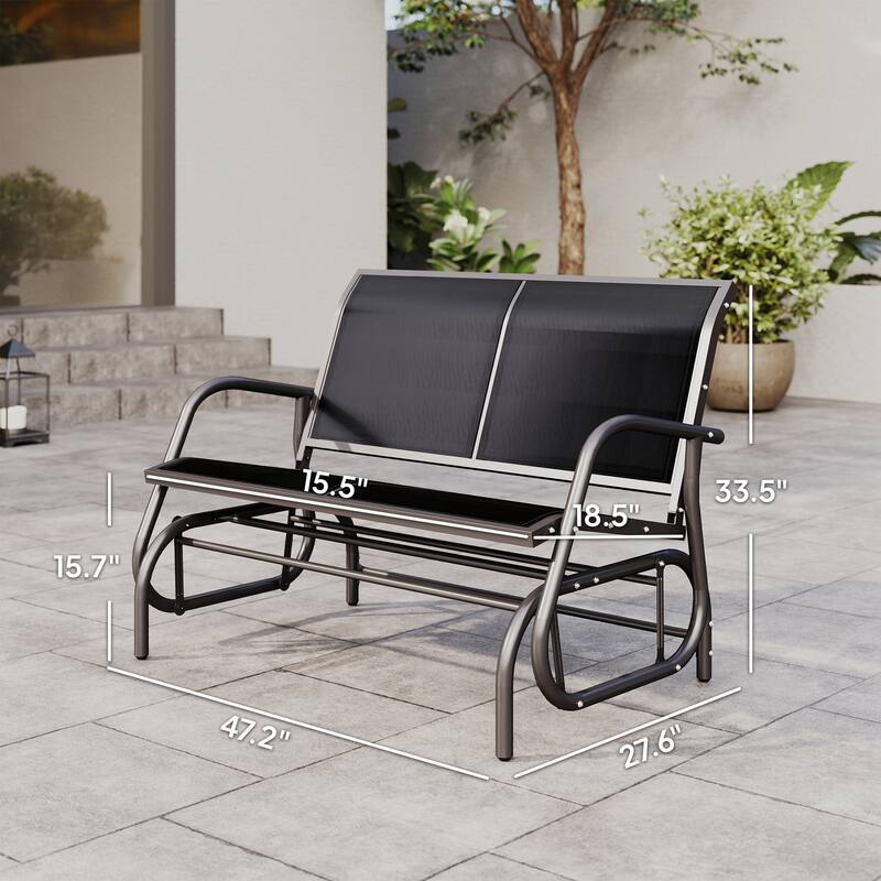 Outsunny 2-person Black Outdoor Double Rocker Glider Bench