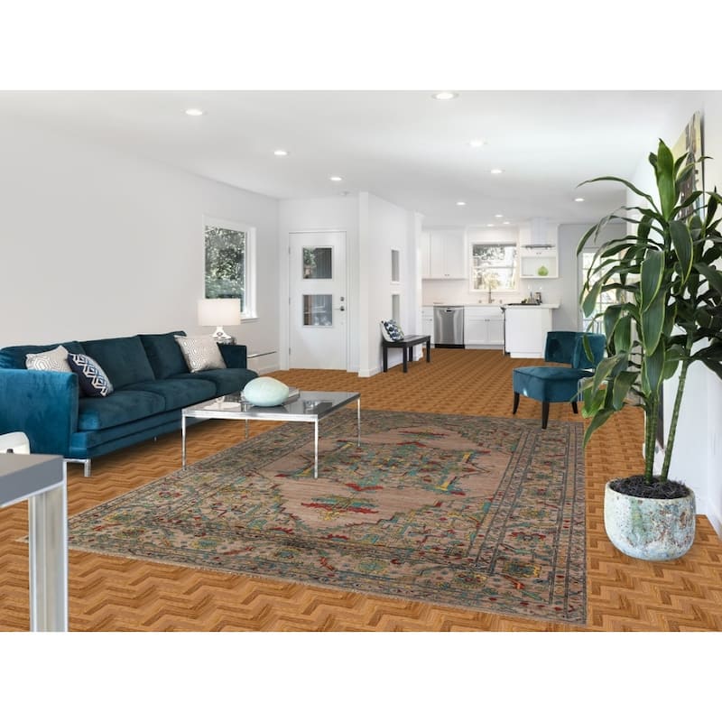 Brown Vegetable Dye Ziegler Oriental Area Rug Hand-Knotted Wool Carpet - 6'10"x 10'5"