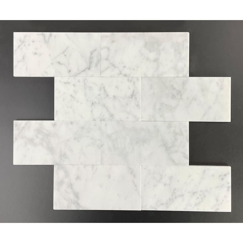 White Carrara Honed 3 x 6 Subway Wall and Floor Tiles - Case (8 Square Feet)