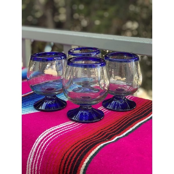 Libbey Aruba 21 Oz. Customizable Round Cocktail Glass - Cobalt Blue Rim & Base (12/Case