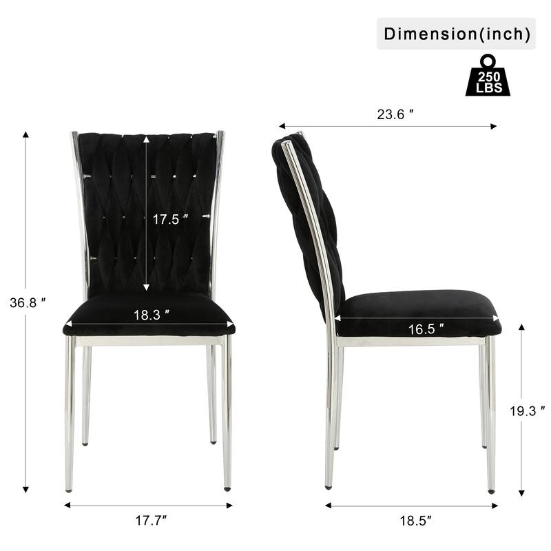 Modern Simple Velvet Dining Chair, Family Bedroom Stool Back Student Table Chair, Metal Chair Legs (Set Of 4)