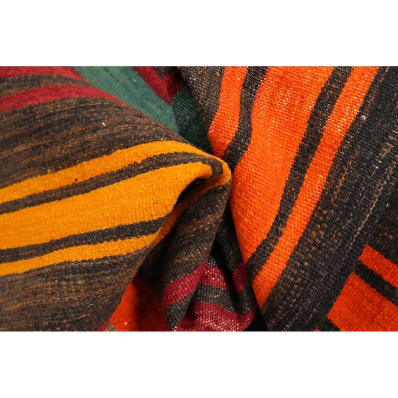 Hand Woven Oriental 100% Wool Carpet Southwestern Geometric Multi-Colored Kilim Area Rug - 10' 9'' X 6' 6''