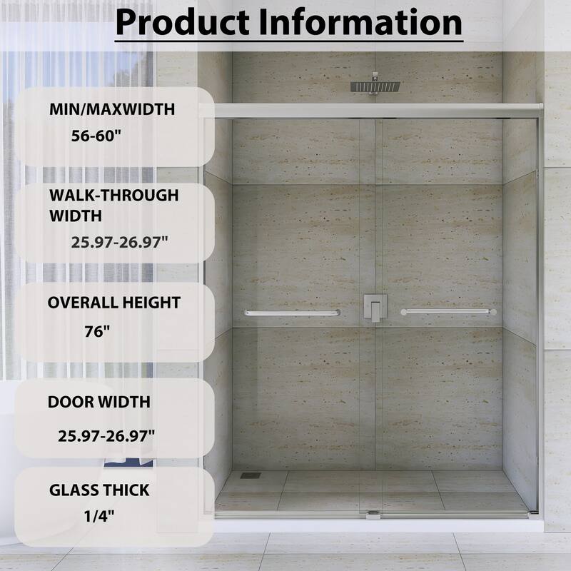 Double Sliding Framed Shower Door in Matte Black Finish