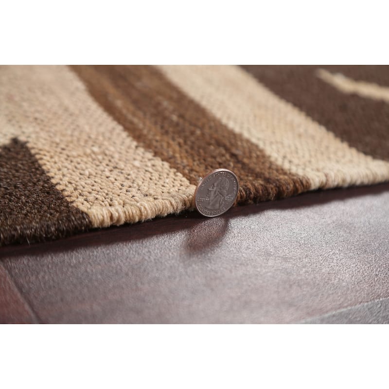 Natural Dye Tribal Kilim Contemporary Area Rug Flat-woven Wool Carpet - 5'1" x 6'9"