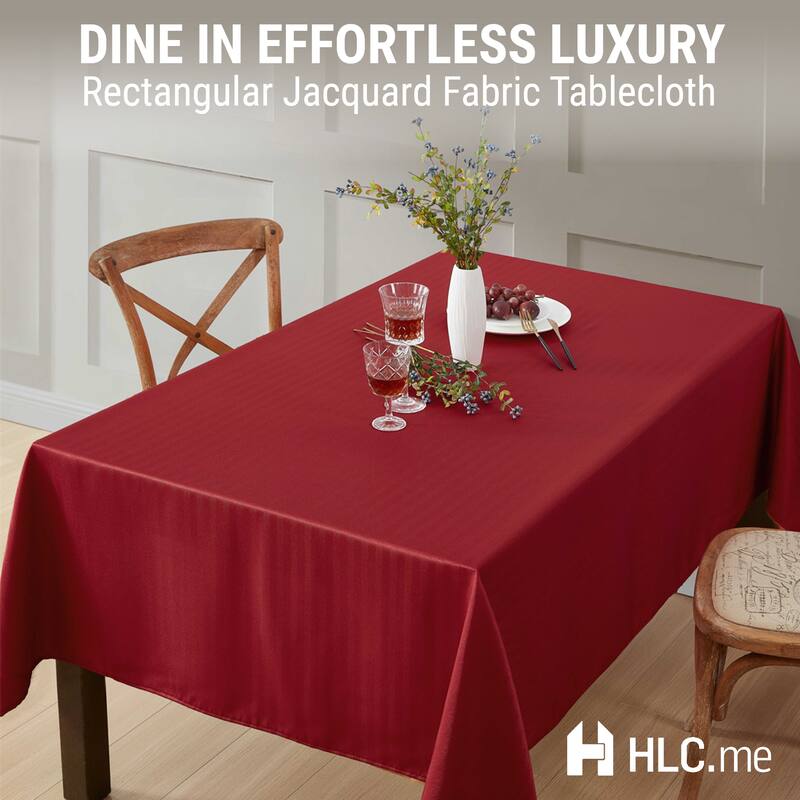 HLC.me Lincoln Jacquard Striped Fabric Tablecloth for Rectangle Table Advanced Water & Fade Resistance