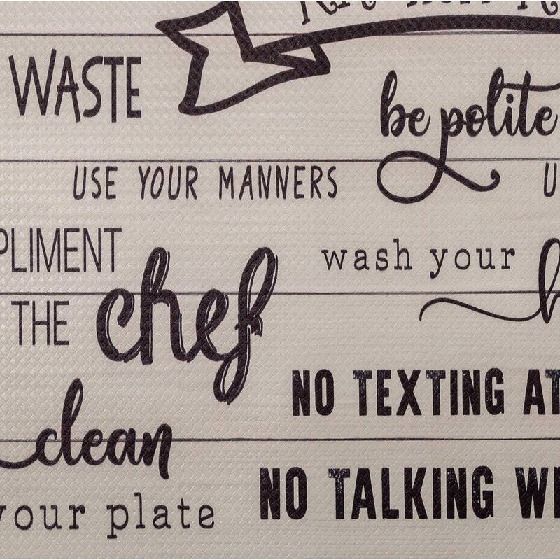 SoHome Cozy Living Kitchen Rules Anti-Fatigue Kitchen Mat, Beige/Black