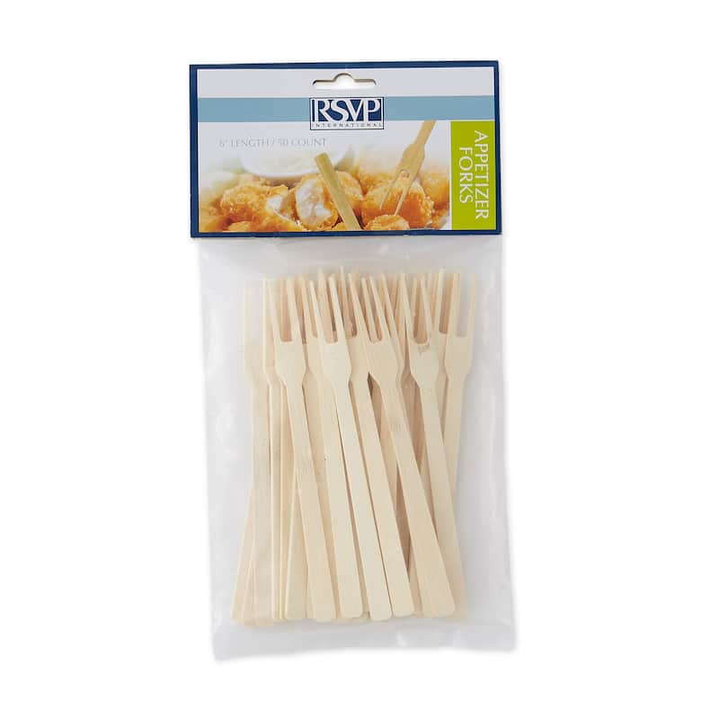 Bamboo Party Picks - Appetizer Fork, 50-Count, 6-inch - Appetizer Fork 50 count