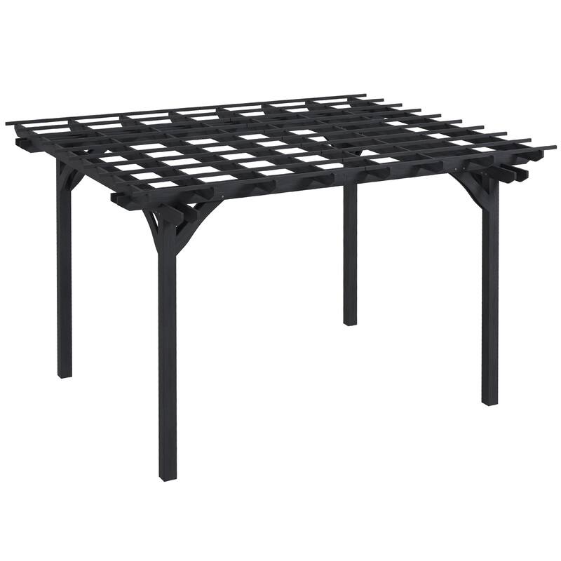 Outsunny 12' x 10' Outdoor Pergola, Wood Gazebo Grape Trellis with Stable Structure for Garden, Patio, Backyard, Deck