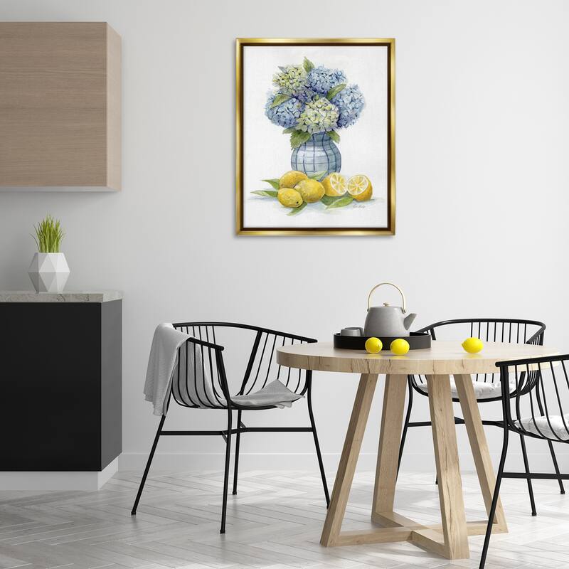 Stupell Hydrangeas & Lemon Cluster Framed Floater Canvas Wall Art Design By Patti Bishop