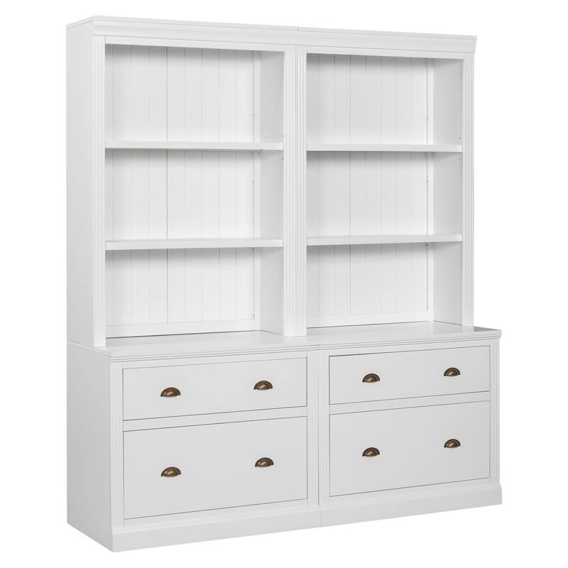 Merax Modern 2-Piece Bookcase Suite with LED Lighting and Adjustable Shelves