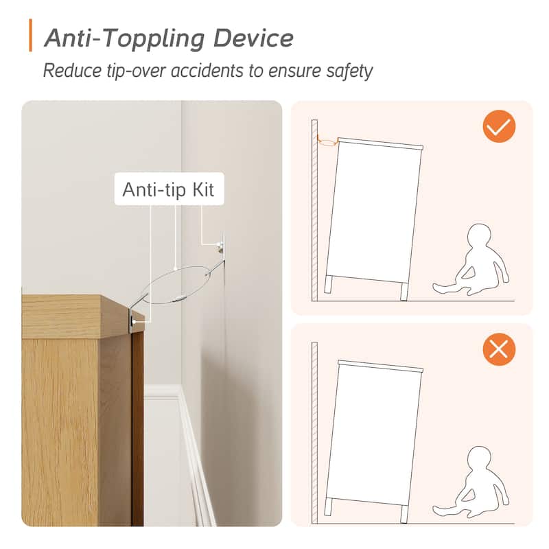 WAMPAT Farmhouse Nightstand with 3 Drawers, Large Wood Bedside Table