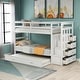 preview thumbnail 10 of 25, Solid Hardwood Twin Over Twin Bunk Bed with Trundle and Storage Staircase White