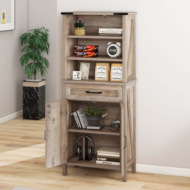 58" Tall Storage Cabinet Bathroom Storage Cabinet - Brown