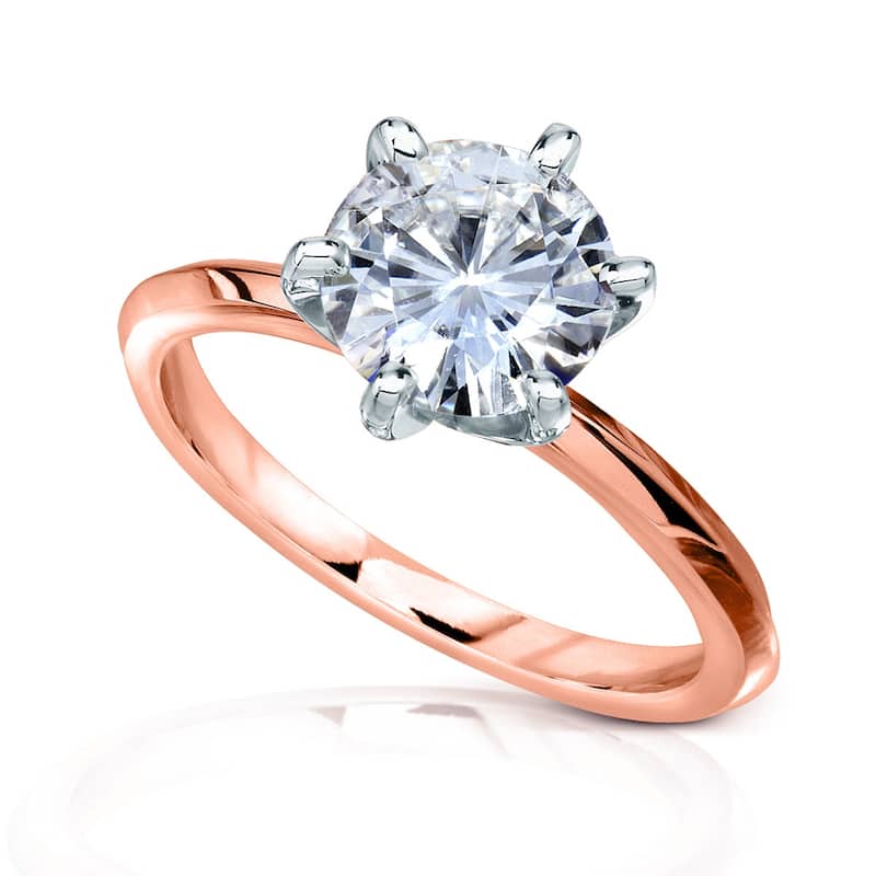 Kobelli 2 Carat Lab Grown Diamond Certified 14k Solid Gold Solitaire 6-Prong Engagement Ring (EF/VS) - Rose - 5