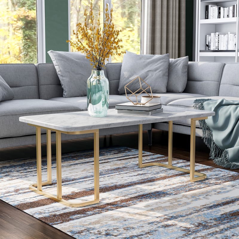 Deeanne Contemporary 47-inch Faux Marble Coffee Table by Furniture of America