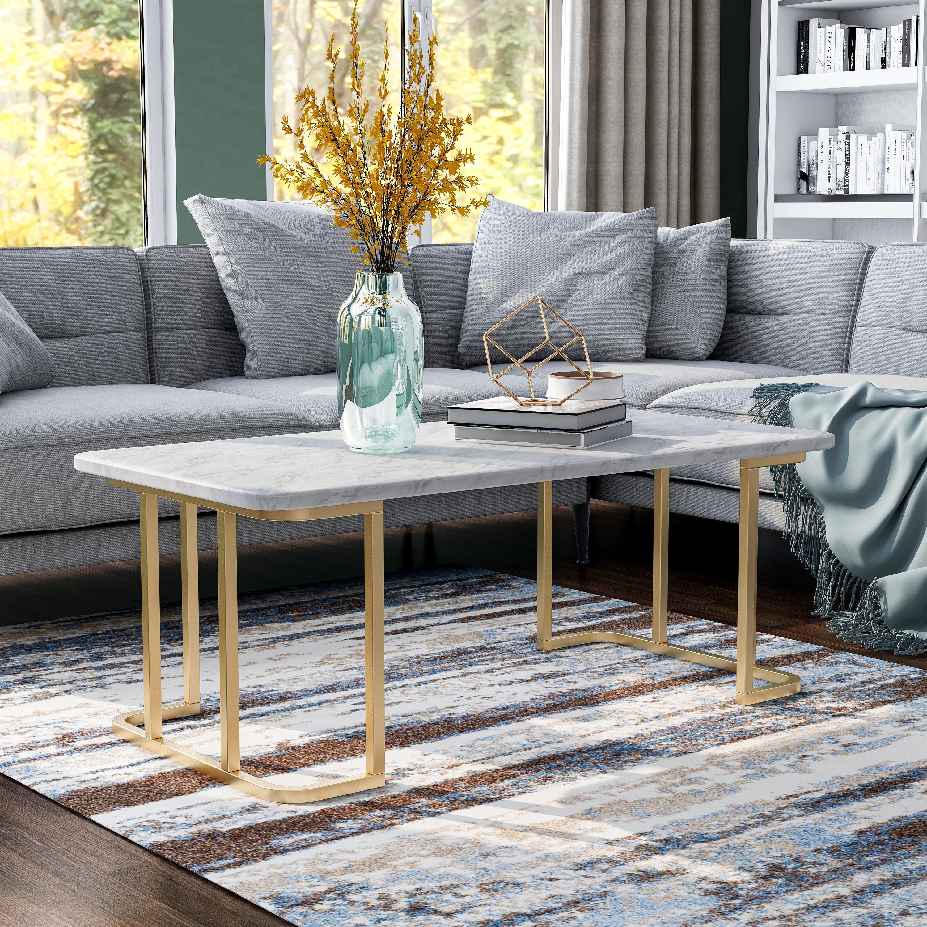Furniture of America Deeanne Contemporary 47-inch Faux Marble Coffee Table