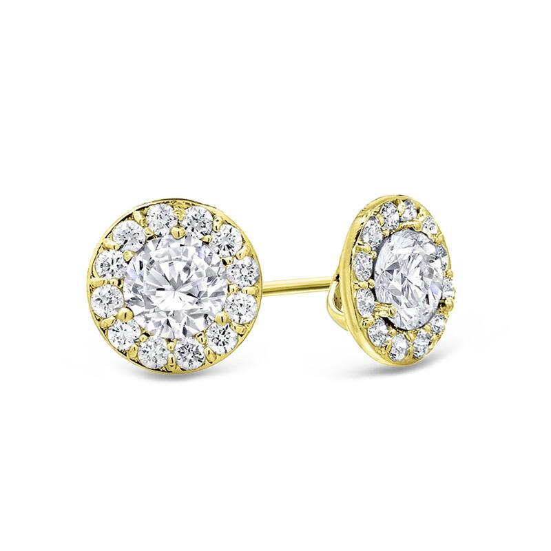 Auriya 14k Gold 1/2ctw Round Halo Diamond Stud Earrings - Yellow