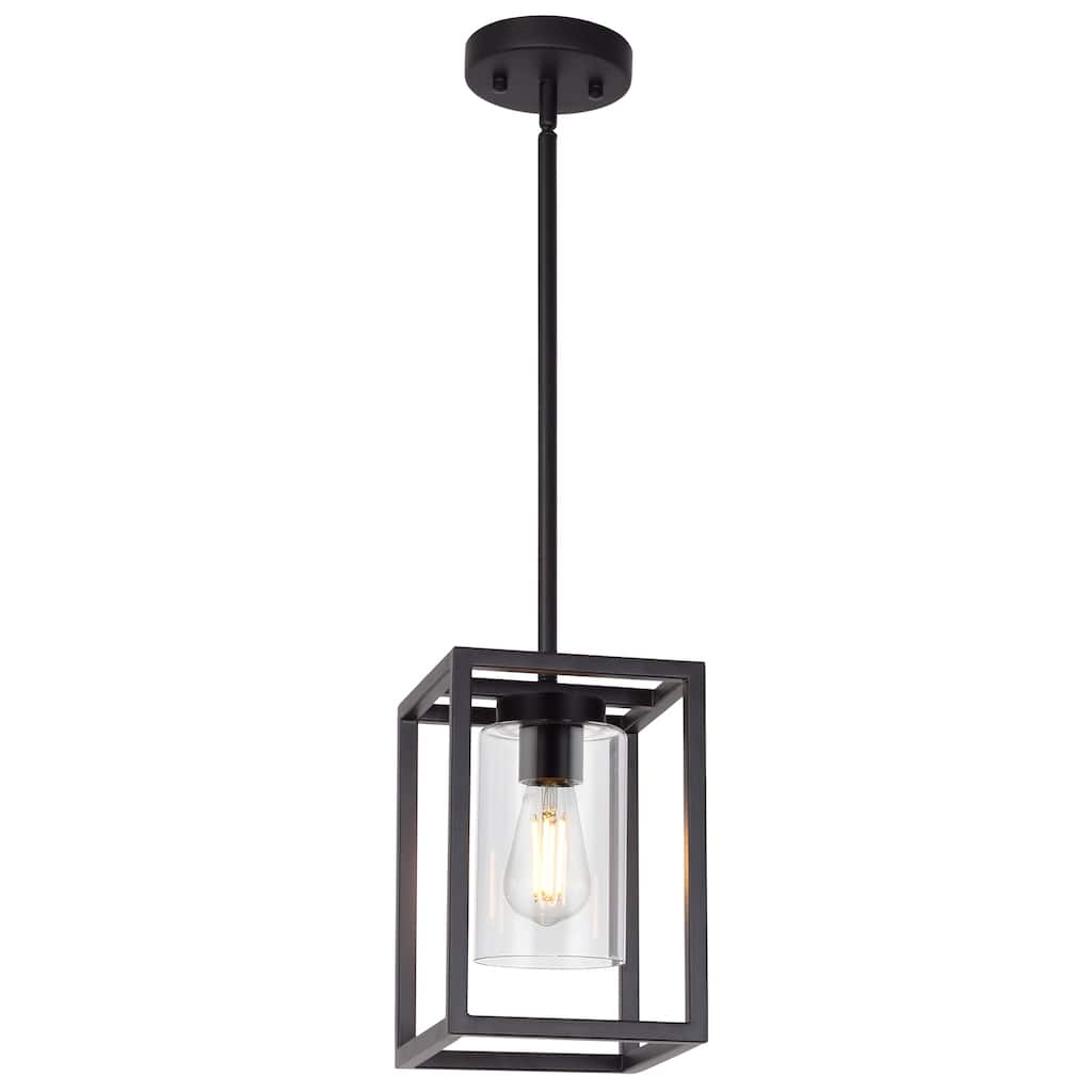 Farmhouse Pendant Light Fixtures with Clear Glass Shade