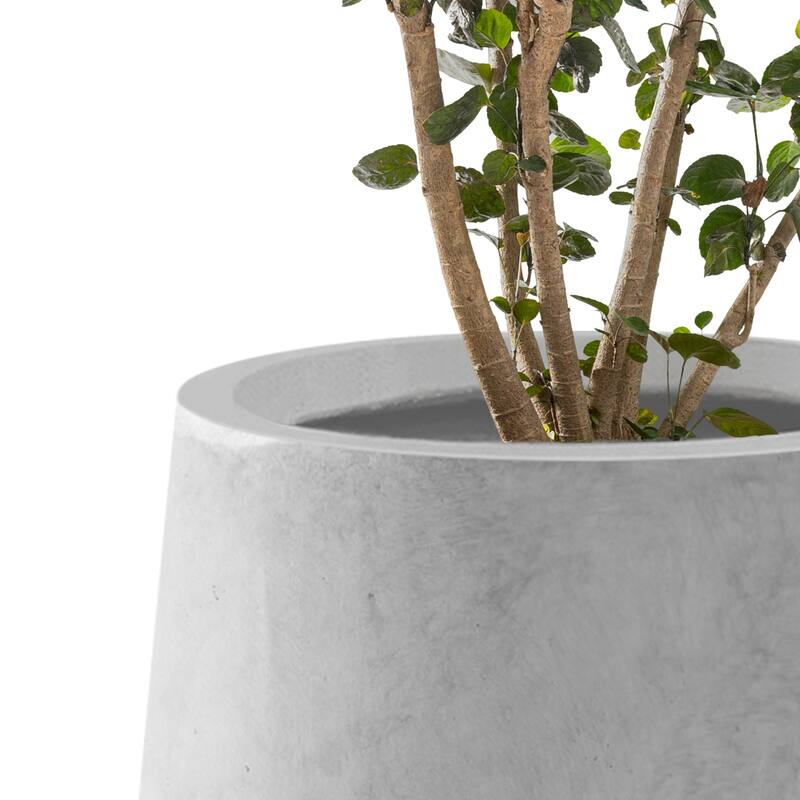 Kante 26.5", 20", 13.1"H Round Pure White Concrete Tall Planters (Set of 3), Outdoor/Indoor